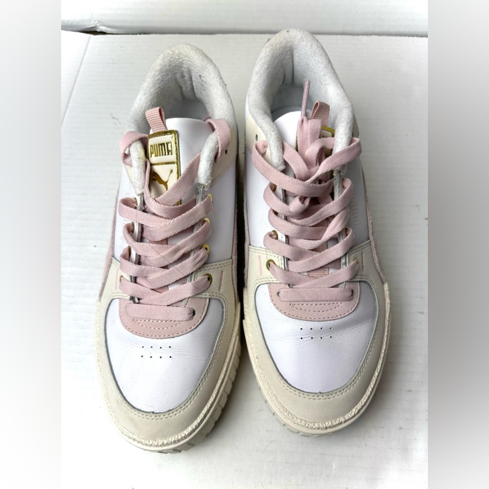 PUMA Cali Sport Mix Maeshmallow Women Shoes - Size 9.5 Pink White Beige Trainers - Picture 3 of 7